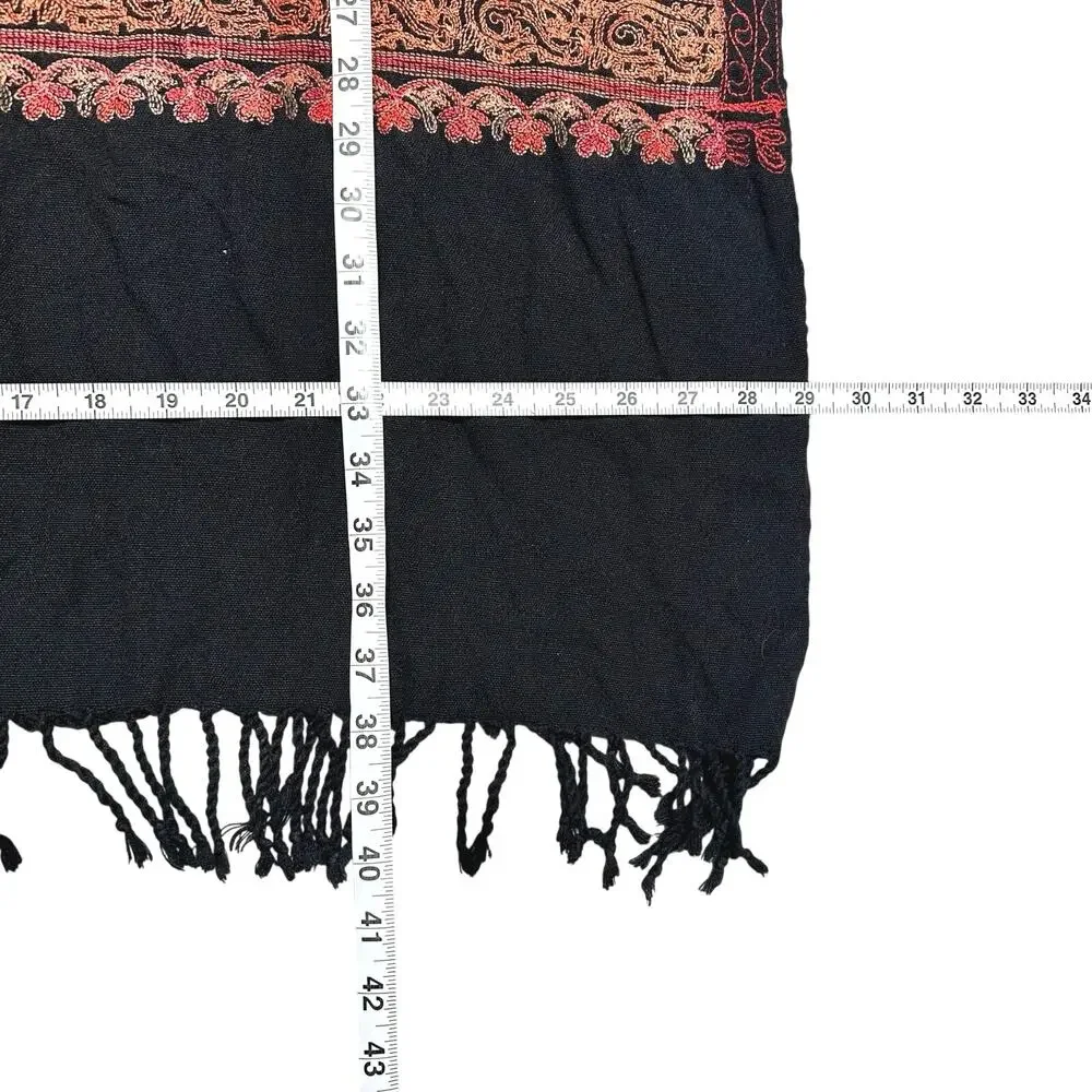 Unbranded | Women | Kashmiri Indian Floral Embroidered Wool Scarf Shawl | OS